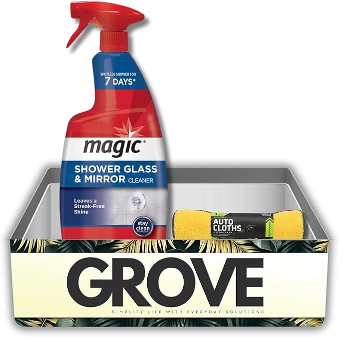 Magic Sprayway Glass Cleaner 28 oz Spray Bundle with Microfiber Towel – Removes Hard Water, Soap Scum, and Leaves Streak-Free Shine – Gift Set (2 Items)