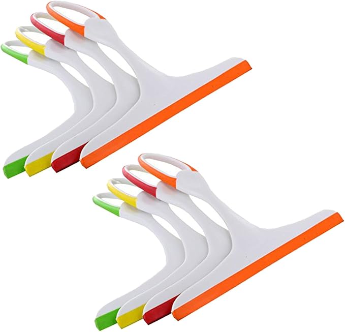 Set of 8 Black Duck Brand Slim Design 9.5" x 9" Window Shower Glass Squeegee Assorted Colors (8)