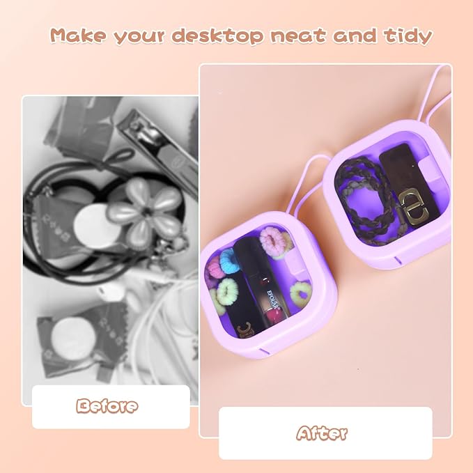 Hair Tie Organizer, Small Portable Hair Accessories Storage Can Be Stackable Or Hung On The Wall, Small Items Holder Hair Tie Organizer for Jewelry Hair Stuff Hair Clip Cotton Swab