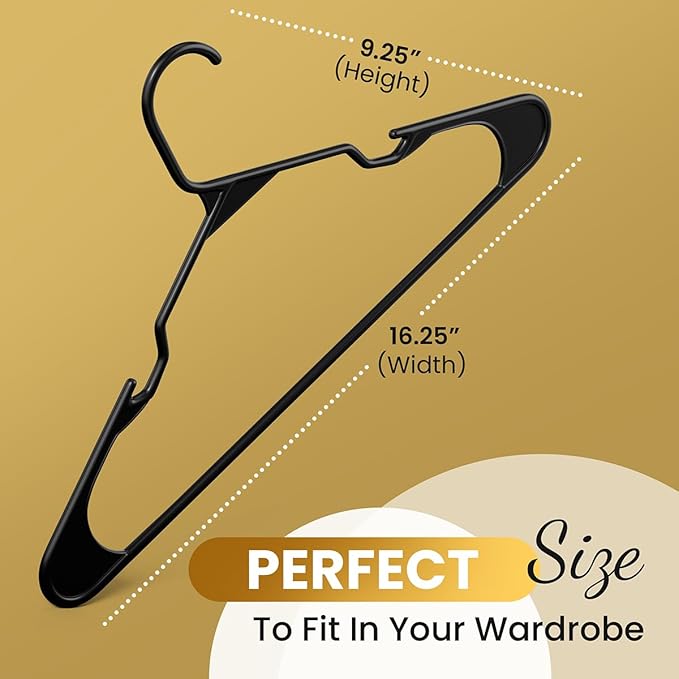 Our Modern Space 30 Pack Adult Plastic Hanger for Shirt Pants Coats Dresses Skirts Suits Jackets - Standard Thick Coat Hanger - Sturdy & Durable Design with Shoulder Grooves Hook - Black