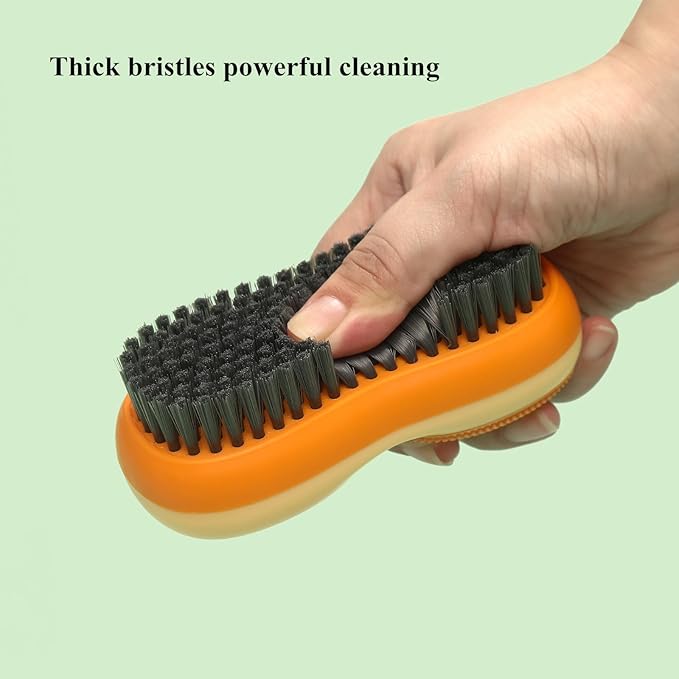 Two-Sided Laundry Stain Remover Brush, Soft Bristle for Scrubbing Out Tough Stains on Wool Cashmere Delicate Fabrics Knits Cotton Leather, Easy to Grip Hand Washing Clothes Brushes (Yellow)
