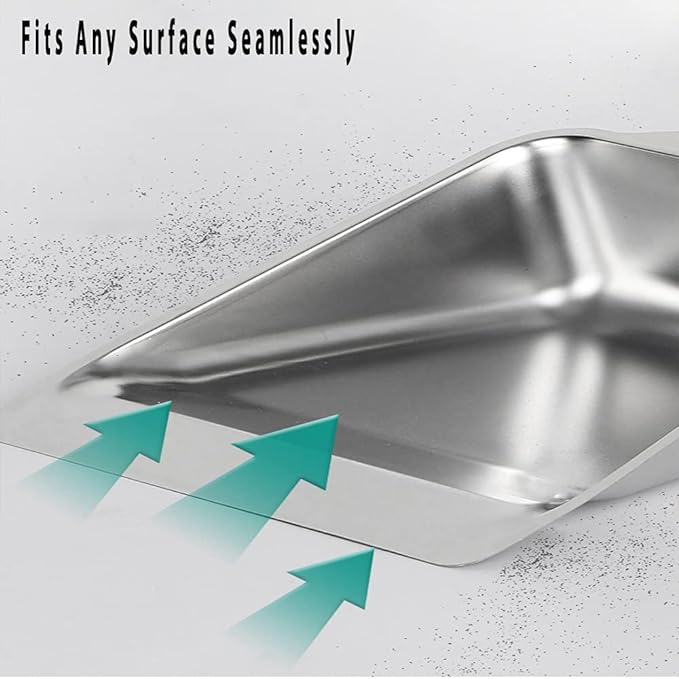 YONILL Dust Pans with Long Handle - Metal Upright Dustpan Heavy Duty, 35" Long Handled Stand Up Dustpans for Lobby, Garage, Home and Yard (Dustpan only)