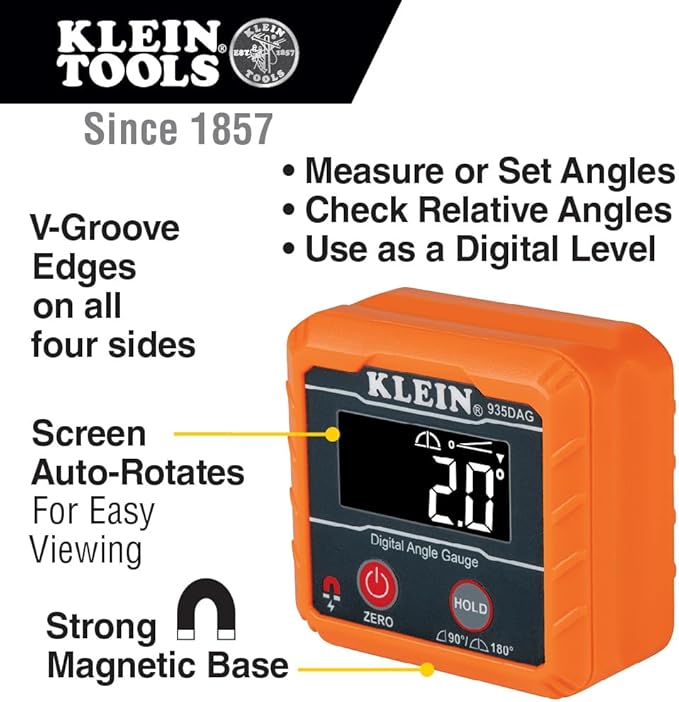 Klein Tools 80035 Level, Digital Electronic Level and Angle Gauge Tool Kit with Plumbers Straps, Measures Angles, Magnetic Base, 2-Piece