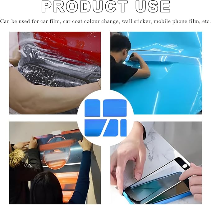 5 in 1 Rubber Squeegee Kit, Anti-Scratch Flexible Soft Matte TPU Coating Scraper Kit, Small Tint Squeegee Water Blade Scraper for Paint Protection Film Household Cleaning (Blue)