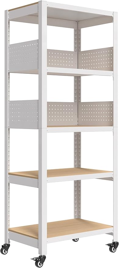 HOMEDANT 5-Tier Rolling Shelving Unit with Lockable Wheels Multipurpose Storage Cart with Pegboards for Kitchen Laundry Pantry 24" W 1Pack