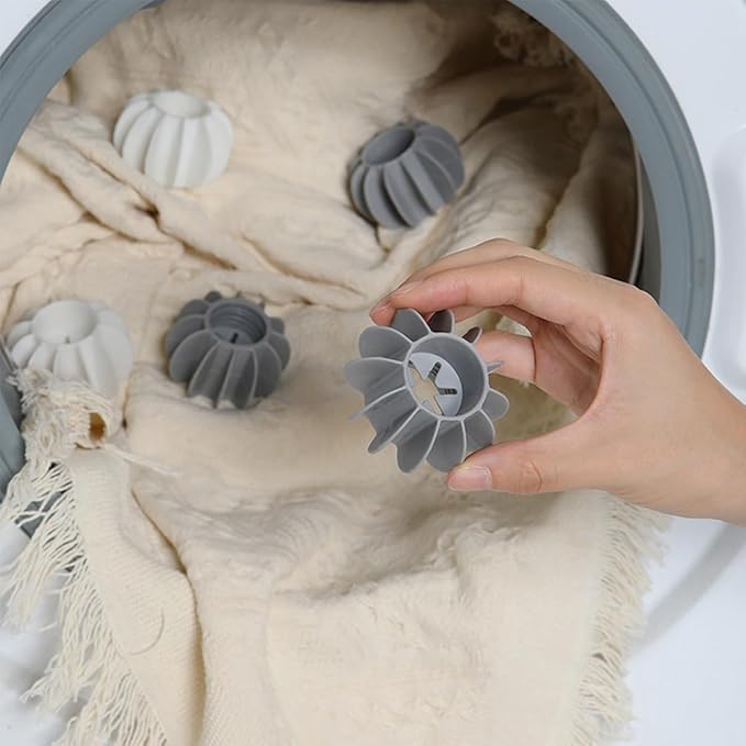 10Pcs Reusable Laundry Balls Scrubbing Balls Gray White Silicone Dryer Balls Washing Machine Ball Fabric Softener Alternative for Clothes Deep Cleaning Anti-Winding