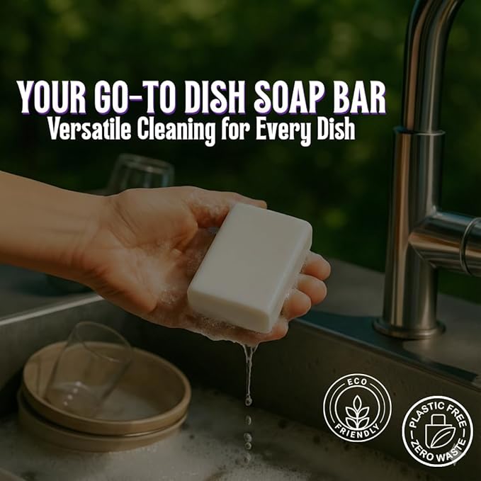 KELEBS 2 Dish Soap Bars | Lavender Essential Oil Formula | Natural & Organic Ingredients | Gentle on Hands | For Plant-Based Kitchens & Light Dishwashing | Biodegradable | No Overpour | Value Pack