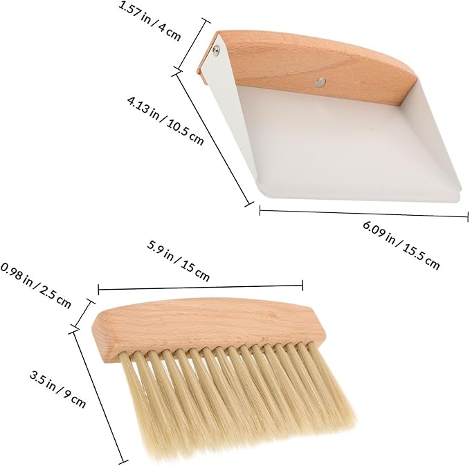 Mini Broom and Dustpan Set White Nylon Portable Desktop Cleaning Brush Multi-Function Pet Cleaning Accessory for Home and Office Use