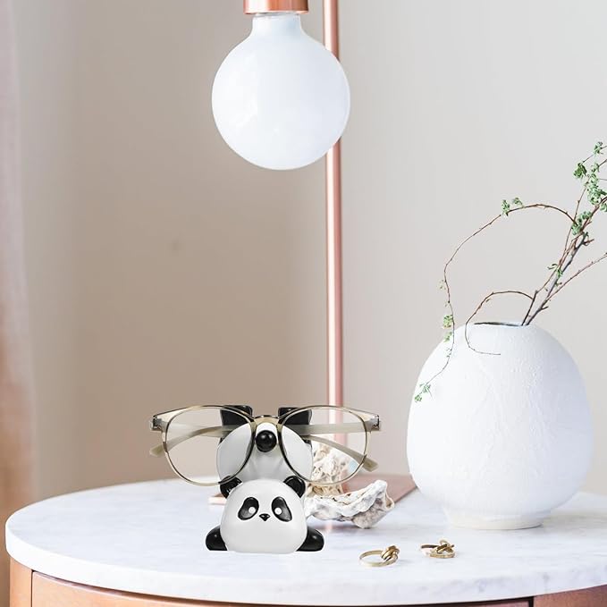 Garneck Resin Animal Glasses Holder Panda Eyeglass Stand for Sunglasses Display Figurine Decor for Home and Desk Secure Eyewear Organizer for Panda Lovers