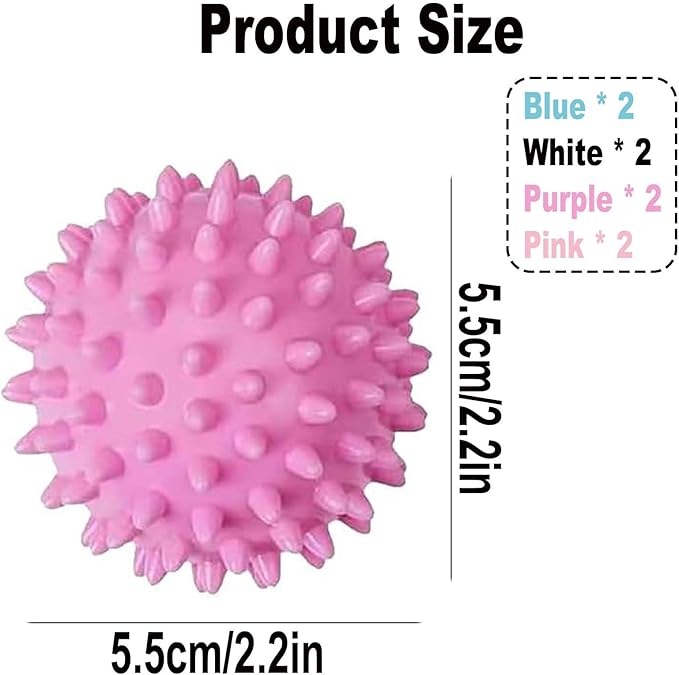 Dryer Balls for Laundry, Spiky Reusable Laundry Balls, 8 Pack, 2.2 Inch, Blue White Purple Pink, Wrinkle Reducing (Colour Mixing)