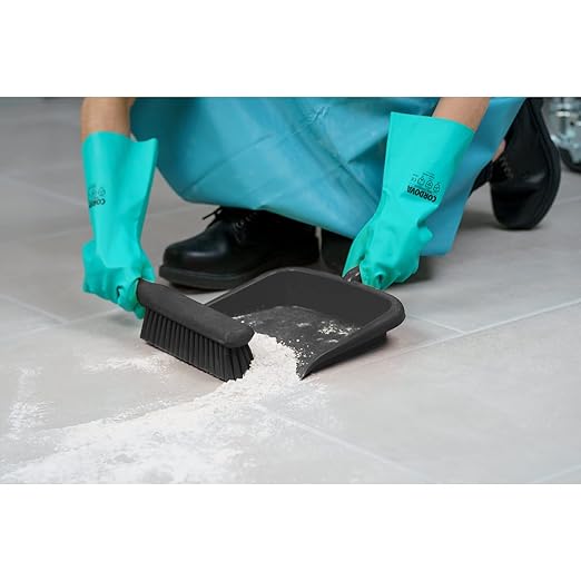 SPARTA Large Handheld Dustpan with Hanging Hole, Heavy-Duty Plastic Dustpan with Wide Lip for Countertops and Surfaces, Plastic, 10 Inches, Black, (Pack of 12)