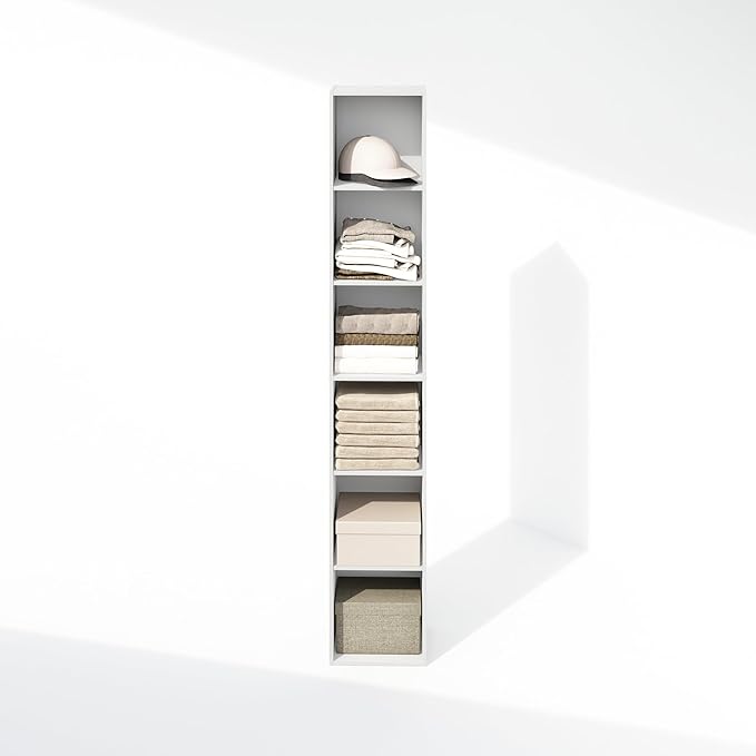 Furinno Cubicle 6-Tier Closet Organizers and Storage, Closet Organizer, Open Shelf Closet Storage, for Wardrobe, Bedroom, Living Room, White