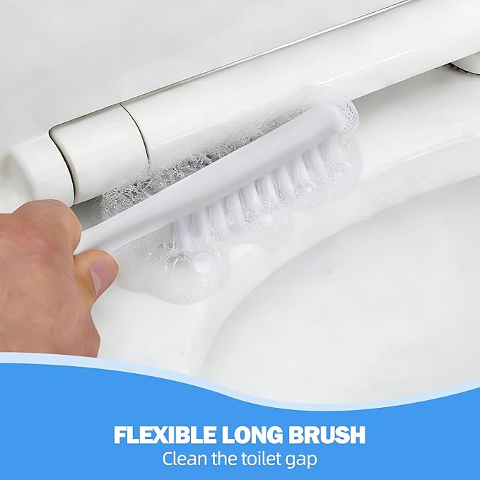Toilet Brush and Plunger Set, 3 in 1 Toilet Bowl Brush and Holder with Crevice Cleaning Brush Wall Mounted Household Bathroom Cleaning Tools Plunger Toilet Brush Combo (1 Pack)