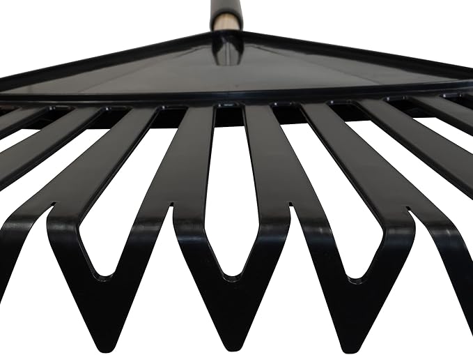 True Temper 20212010 Clog Free Leaf Rake with Hardwood/Steel Handle, 24 in. for Leaves, Grass, Clippings, Twigs, Pine Needles, Acorns, Debris, Black