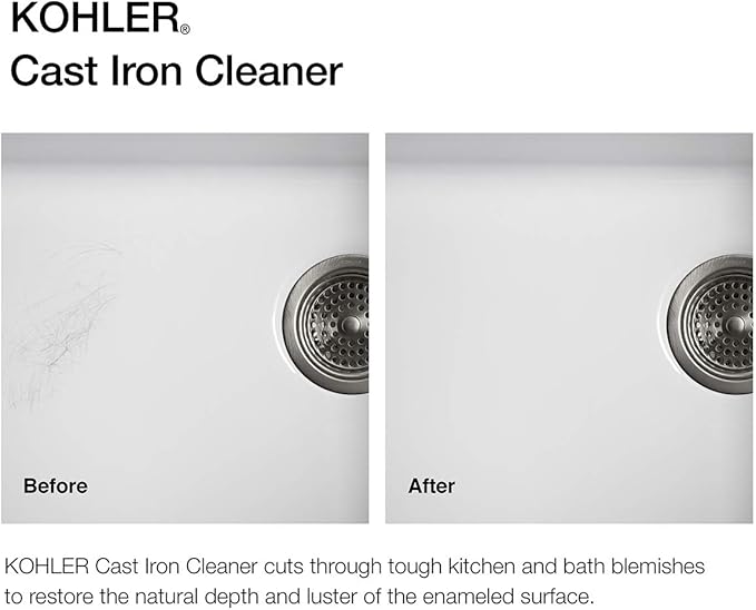 KOHLER K-23725-NA Cast Iron Cleaner, For Kitchen and Bathroom, 8 oz Bottle, Non-abrasive Cream-based Cleaner (Pack of 2)