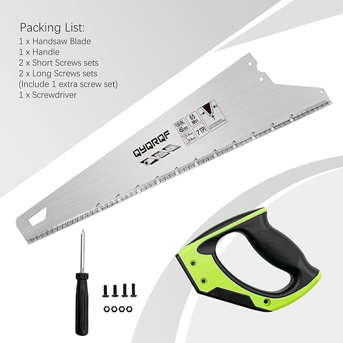 18 Inch Hand Saw, Upgraded Heavy Duty Wood Saw with Chip Removal Design Rust-proof Handsaw for Sawing Pruning Gardening Wood Plastic and Drywall