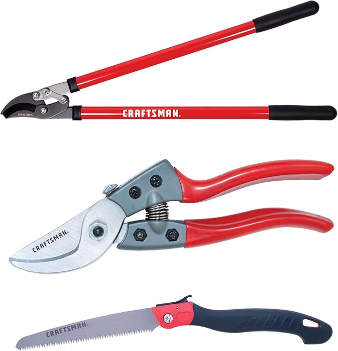 Shrub and Branch Pruning Bundle: Bypass Lopper, Bypass Pruner, and 8-Inch Folding Saw