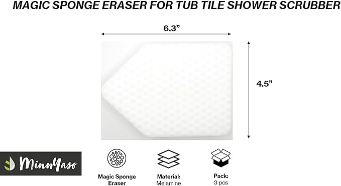 Magic Sponge Eraser Pads Fit Extendable Tub Tile Scrubber Brush | Magic Sponge Eraser Cleaning Scrubber Refill Replacement Pads | Compatible with Moku, Yocada & Cleanhome & Others | 3 Pack