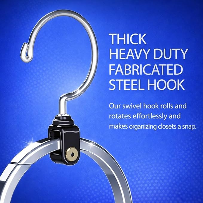 Rolly Hanger® Closet Space Saver – Premium Rotating Aluminum Organizer for Belts, Ties, Hats & Handbags – Heavy Duty 360° Swivel – Declutter & Maximize Storage (2 Pack)