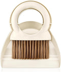 Mini Broom and Dustpan Set,Small Broom and Dustpan Set for Kitchen Countertops, Desks, Keyboard, Camping, Hand Brooms for Car Seats, Pet Litter-White