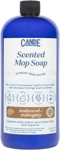 CANDE Mop Soap - Highly Scented Mop Soap, Luxury Floor Cleaner, Premium Fragranced Floor, Streak-Free Shine, 32 oz (Teakwood & Mahogany)