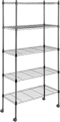 Simple Deluxe 5-Tier Storage Shelving Units, 24.02" W x 13.78" D x 59" H Wire Shelf with Wheels & Leveling Feet, Black