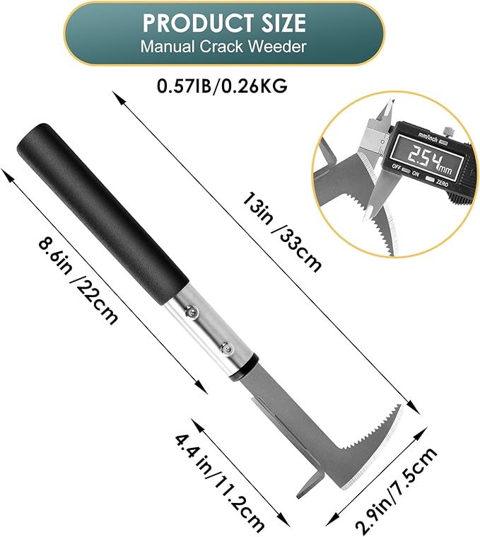 Crack Weeder, Stainless Steel Manual Crevice Weeding Tool,13" Weed Grabber Remover, L-Shaped Manual Weeder Puller, Durable Crevice Weeding Tool for Sidewalk Garden Patio Lawn