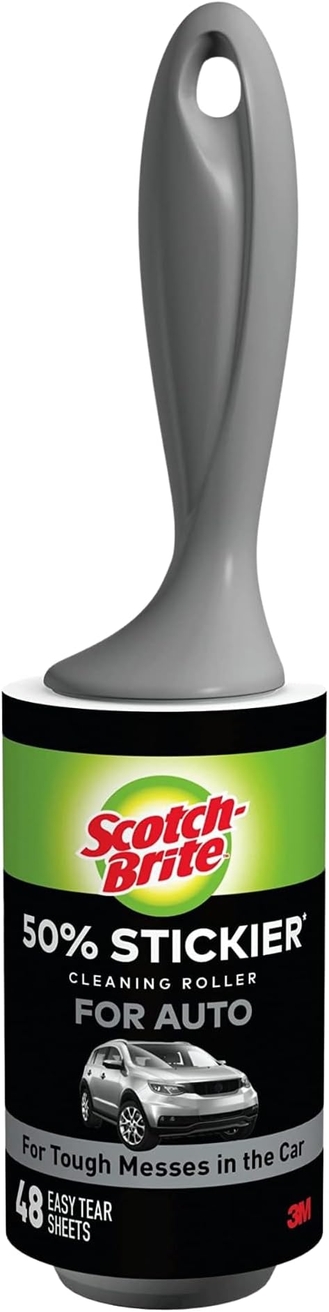 Scotch-Brite 50% Stickier Auto Lint Roller 4 Rollers 48 Sheets Per Roller (192 Sheets Total)