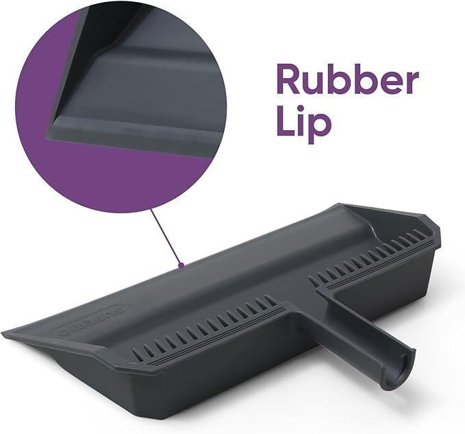 Superio 2-Pack Wide Plastic Dustpan with Comb - 16" Wide, Rubber Lip, Broom Handle Clip, Grey