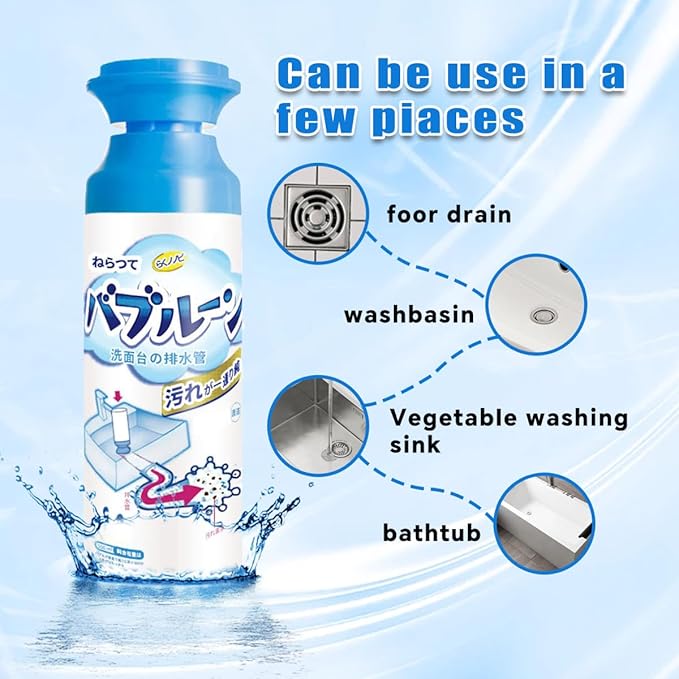 Drain Foam Cleaner, Foam Drain Cleaner, Powerful Sink and Drain Cleaner Foam, Liquid Hair Drain Clog Remover, Foaming Drain Cleaner for Kitchen Drain, Sinks, Tubs (2PCS)