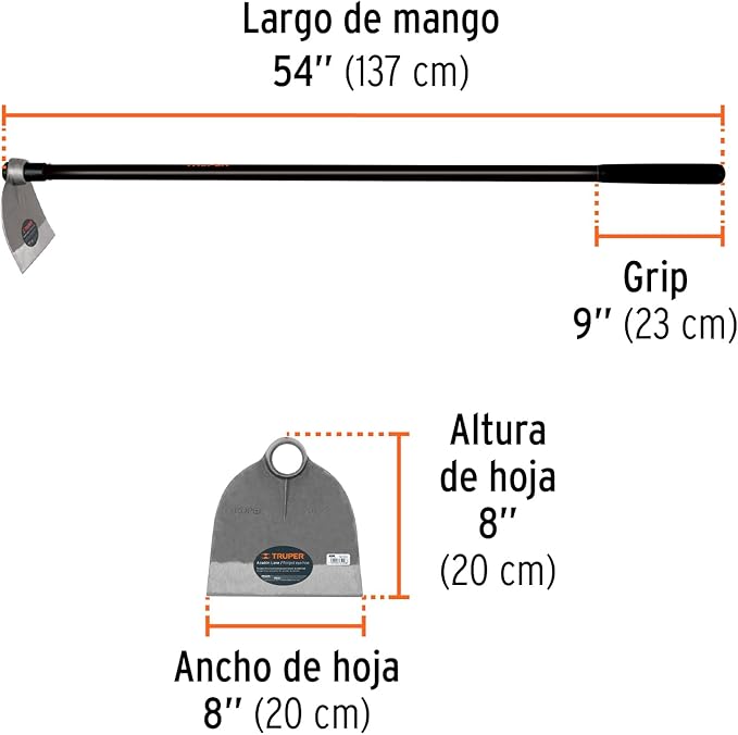 TRUPER AL-2M Round Eye Hoes w/ 54" Handle 1.7Lb (0.77Kg)