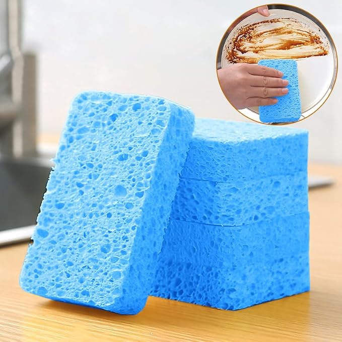 6 - Pack Non-Scratch Scrub Sponges - Sponges for Dishes and Washing Dishes, Cleaning Sponges for Kitchen Home Office, Magical 3D DIY Art and Craft Suppliers（Blue）