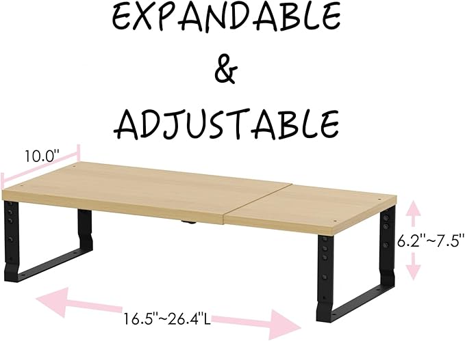 Adjustable Metal Shelving Unit, Stackable & Expendable Storage Rack for Home/Office/Kitchen, Space-Saving，Sturdy&Durable，Easy Assembly (1PACK/Large/Black/Burlywood