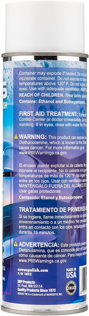 NOVUS 1802 | Glass Cleaner Spray | Powerful Foaming Glass Cleaner, Streak-Free Shine for Home and Auto | Safe for All Glass Surfaces | 19 Ounces (1 Pack) |
