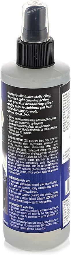 Gliptone Static X Static Eliminator, Removes Dust, Fingerprints, Pet Hair, Lint. Safe for use on Glass, Plastics, Metal and All Types of Fabrics, Computer Monitors, Mobile Devices (8 Fl Oz)