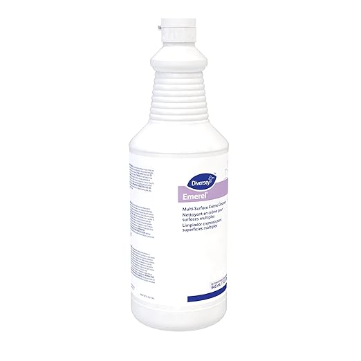 Diversey 94995295 Emerel Multi-Surface Creme Cleanser, Acidic Mild Abrasive Formula for Difficult Stains, Fresh Scent, Ready-to-Use Squeeze Bottle, 32-Ounce