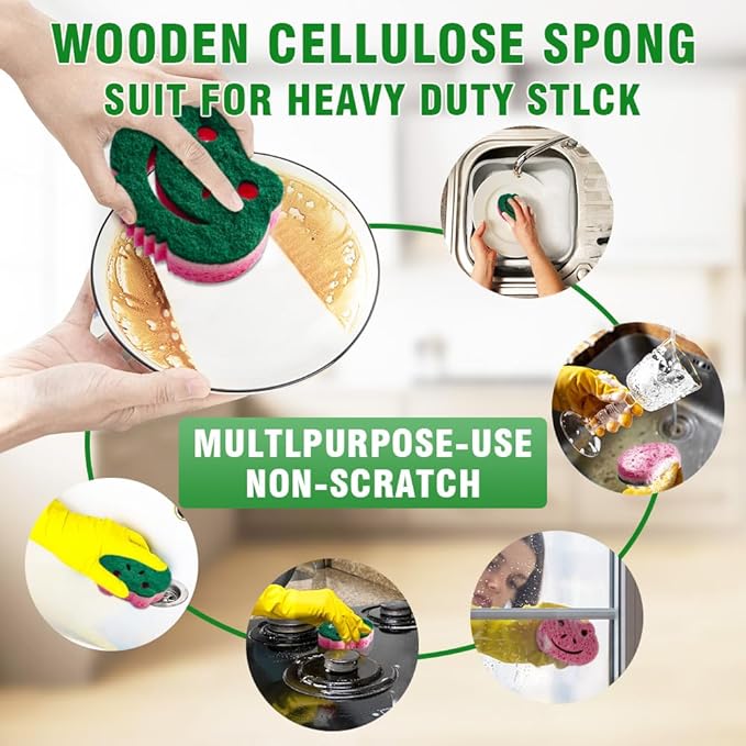 SmilePowo 12 Pack Scrub Sponge,Bulk Sponges,Dual-Sided Multi-Functional Premium Cleaning Sponges,Dishwashing Sponge for Heavy Duty Scouring Pads,Bathroom,Dish,Furniture,Kitchen(Frog Shape)