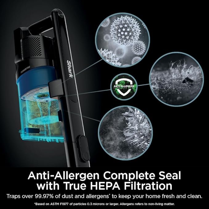 Shark PowerPro Plus Cordless Stick Vacuum, Lightweight, Rechargeable, FloorDetect Technology, HEPA Filter, Up to 50-Minute Runtime, Powerful Pet Hair Pickup, Carpets & Hard Floors, Pure Water, IZ377H