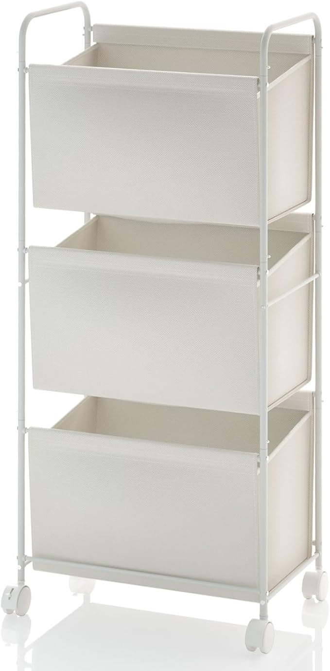 125L Vertical Laundry Hamper with Wheels, 3 Section Large Rolling Laundry Sorter with Detachable Inners, Metal Clothes Hamper Laundry Baskets Organizer for Bathroom, Bedroom, Dorm (Beige)