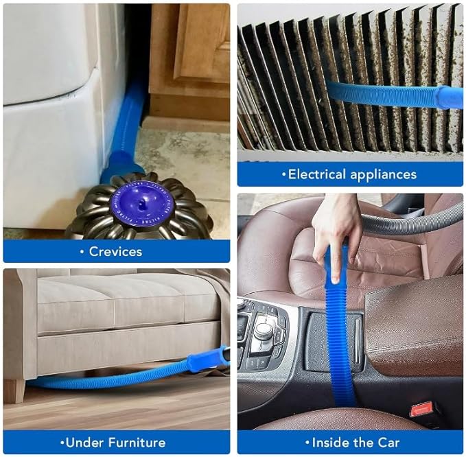 Washing Machine Dryer Vacuum Cleaner Vent Cleaning Brush kit Hose with Brush (Blue)