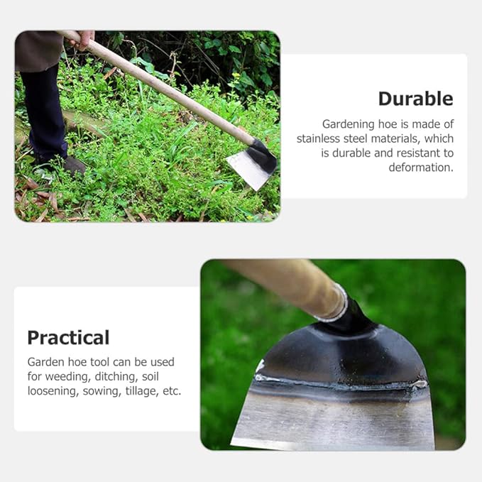 DOITOOL Heavy Duty Garden Hoe Tool Solid Steel Hand Hoe for Weeding Digging Soil Loosening and Planting in Backyard and Farm