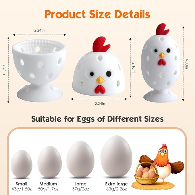Egg Brush Cleaner, Egg Cleaner for Fresh Eggs, Cute Chick Shaped Egg Wash and Brush, Washing Egg Tool for Standard Sized Eggs (White/Grey)