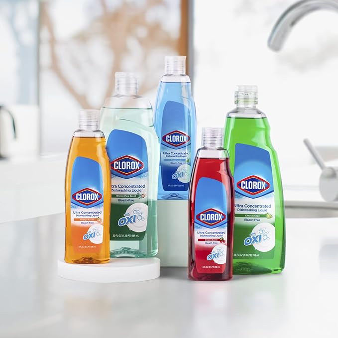 Clorox Ultra Concentrated Liquid Dish Soap with OXI, Lemon Scent - Dishwashing Detergent, Bleach-Free Formula Powers Through Grease, 26 Fl Oz