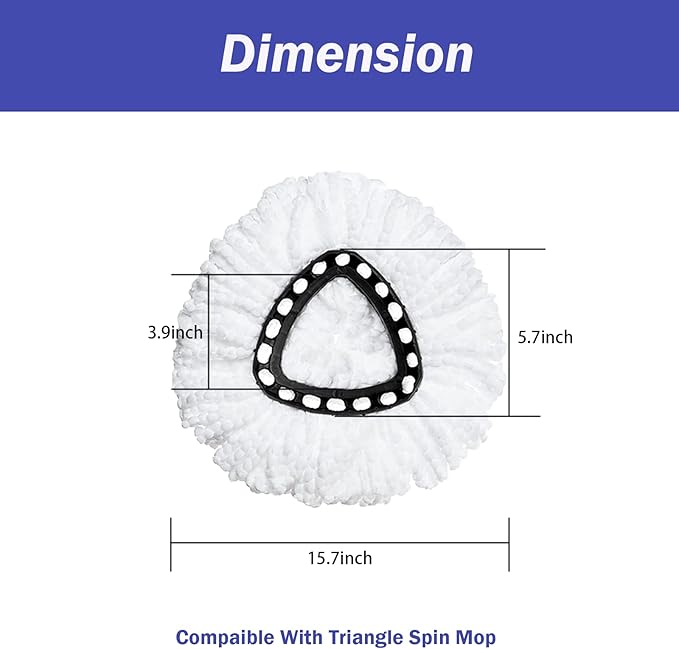 Spin Mop Replacement Head 5 Pack Mop Refill Compatible with Ocedar Triangle Swivel Mops Microfiber Swivel Mop Refill,Deep Clean,Machine Washable and Easy to Replace