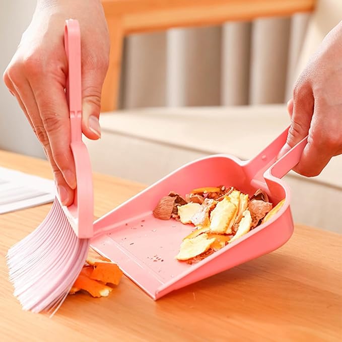 Yardwe Mini Broom and Dustpan Set Portable Small Desk Cleaning Tools 2 Sets Blue and Pink Home Accessory for Desktop and Office Use