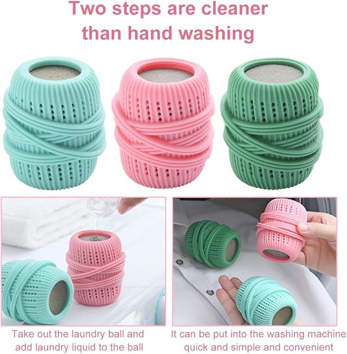 3pcs/Set Washing Machine Laundry Ball, Fabric Softener Dispenser, Reusable Laundry Sponge Ball for Washer, Dryer, Household Substitute