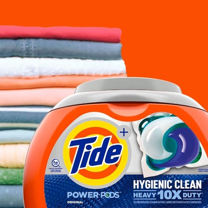 Tide Pods 76 pacs, Heavy Duty 10 X Power Pods, Hygienic Clean High efficiency (he) Laundry Detergent, 3.48kg/7.62 lb/122 oz