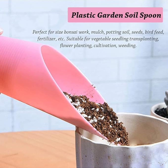 AKOAK 4 Pcs Set Mini Garden Soil Spoon Plastic Planting/Transplanting Garden Tool Set Indoor Mini Garden Plant Care Shovel Soil Cup Bucket Shovel Transplanting Tool