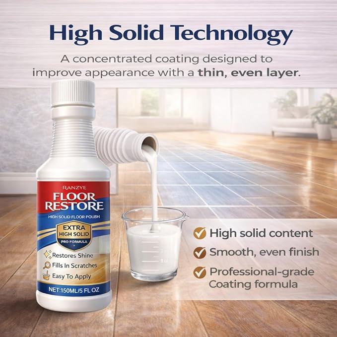 Floor Restore – High Solid Floor Restorer for Wood & Hard Floors, Concentrated Coating to Restore Shine & Cover Fine Scratches, Easy Mop-On Application