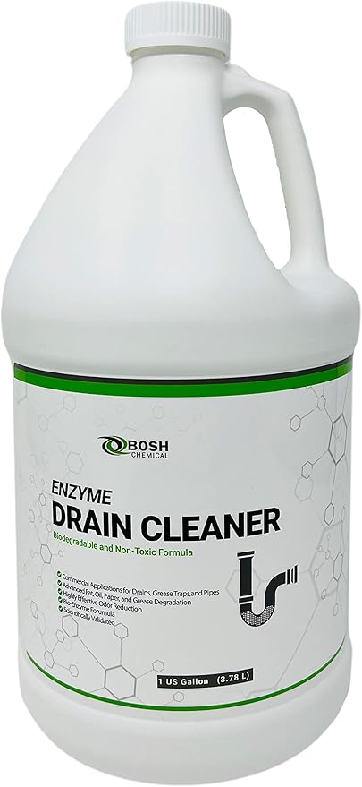 Bosh Chemical Enzyme Drain Cleaner | Attacks Grease, Fats, and Paper Buildup in Drains, Septic Tanks, Grease Traps, Pipes | Odor Control (1 Gallon)